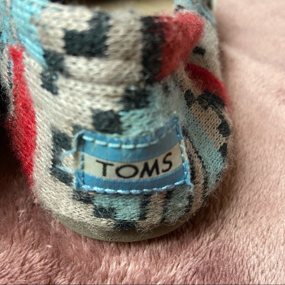 Tribal Print Wool Toms Slip Ons Size 8 - Picture 5 of 6